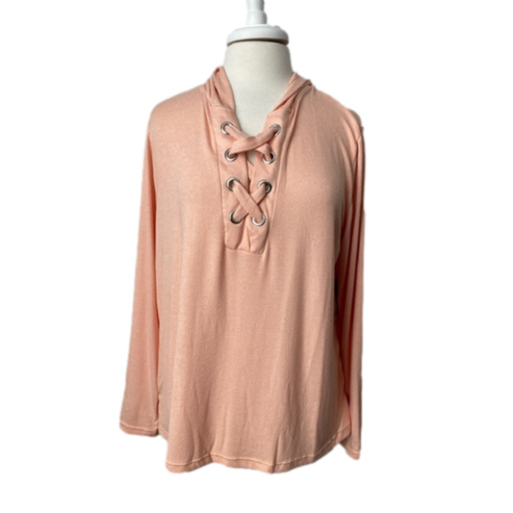 Shadow Sport NWT Pastel Peach Lightweight Soft Transitional Hoodie Sweatshirt 1X - Picture 1 of 6